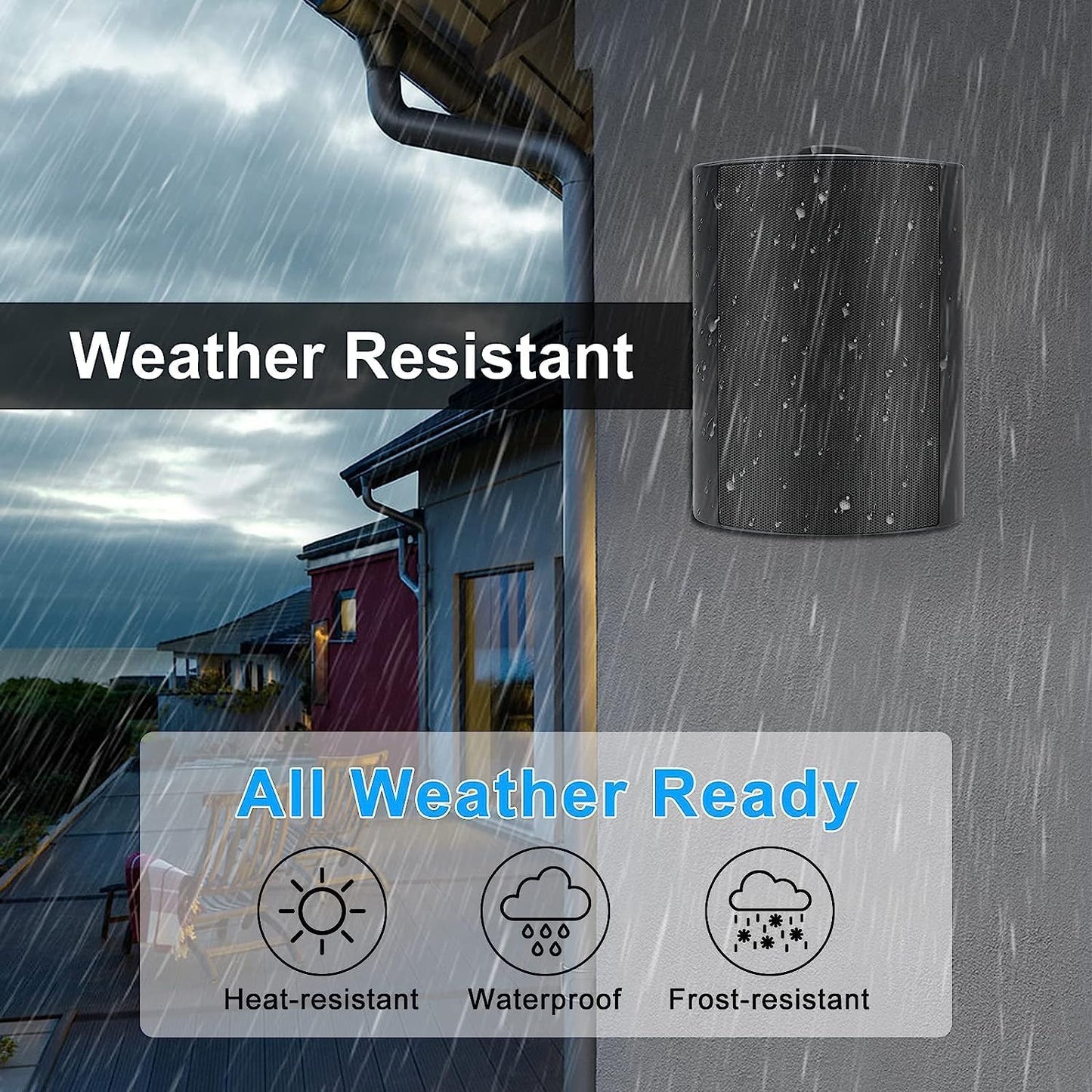 Herdio 5.25'' 600W 4PCS Outdoor Bluetooth Speakers Waterproof Wired Wall Mount Weatherproof Loudspeaker System For Garden Patio