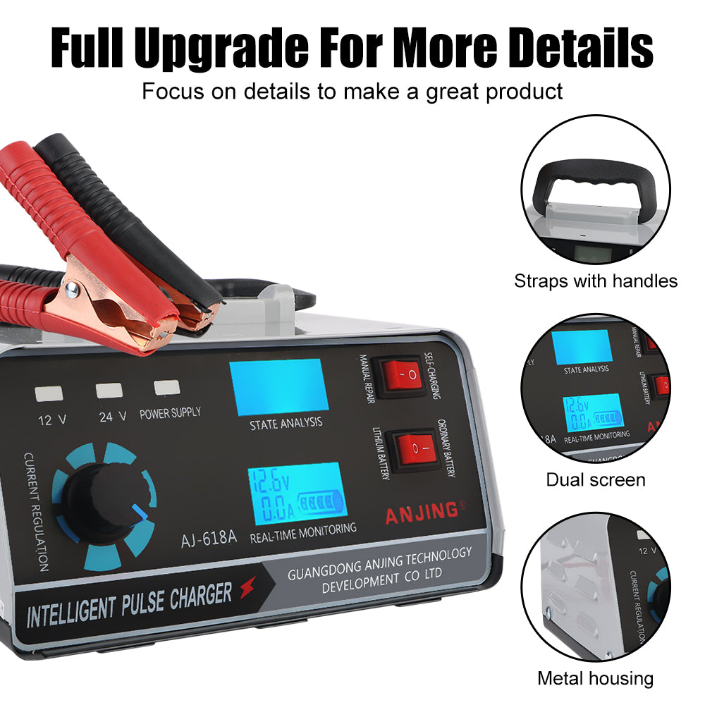 Digital LCD Display Automatic Battery-chargers For Car Truck Boat Motorcycle Five-Stage Power Puls Repair Chargers