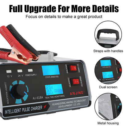 Digital LCD Display Automatic Battery-chargers For Car Truck Boat Motorcycle Five-Stage Power Puls Repair Chargers