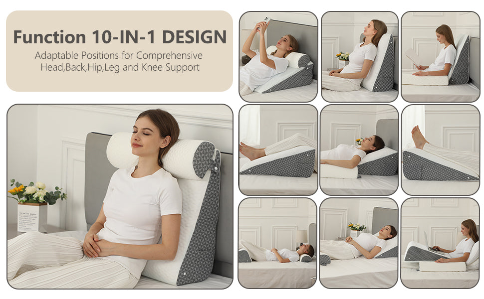 Orthopedic Wedge Shaped Pillow Air Layer Memory Foam Triangle Cushion for Post Surgery Body Support Acid Reflux Snoring