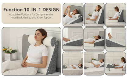 Orthopedic Wedge Shaped Pillow Air Layer Memory Foam Triangle Cushion for Post Surgery Body Support Acid Reflux Snoring