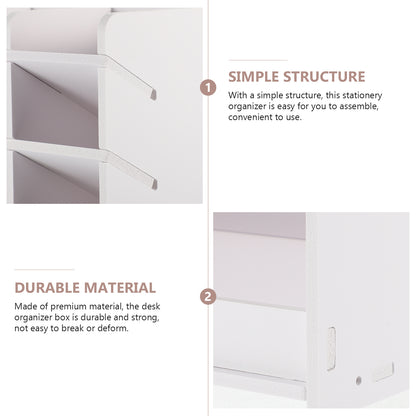 Desktop Storage Box Wood Office Stationery Organizer School Office Pen Stand Living Room Coffee Table Remote Control Organizer