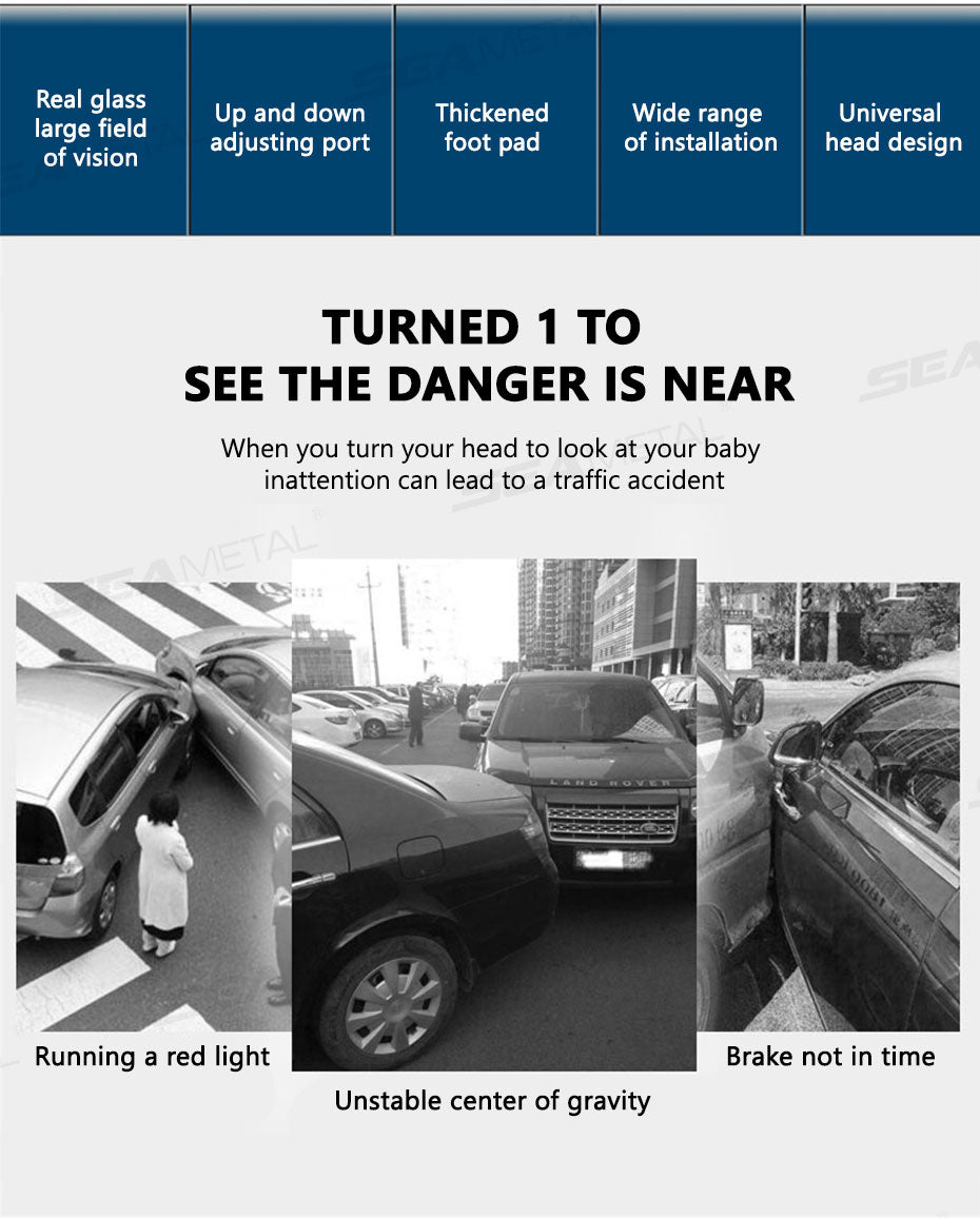SEAMETAL Car Baby Observing Mirror Wide Angle Curve Rearview Baby Mirror 360-Degree Rotation Safe Driving Car Auxiliary Mirror