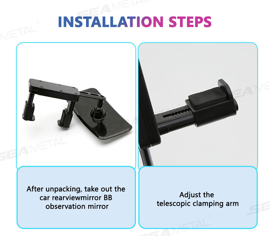 SEAMETAL Car Baby Observing Mirror Wide Angle Curve Rearview Baby Mirror 360-Degree Rotation Safe Driving Car Auxiliary Mirror