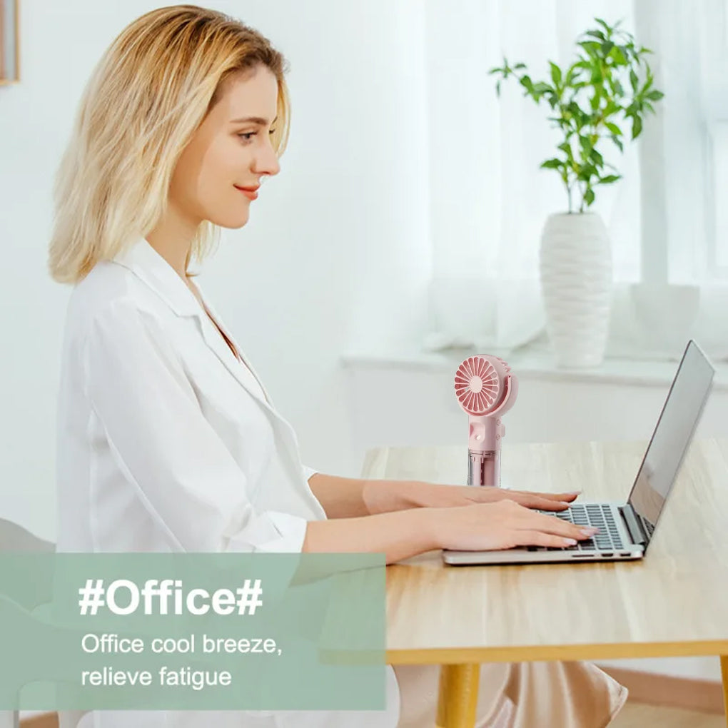 Mini Portable Handheld Fan With Spray Mister Humidifier USB Rechargeable Handheld Fan Adjustable Silent Water Spray Mist Fan