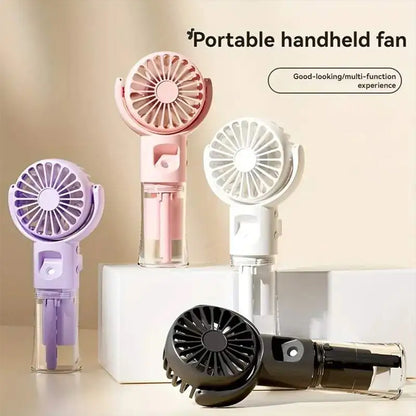 Mini Portable Handheld Fan With Spray Mister Humidifier USB Rechargeable Handheld Fan Adjustable Silent Water Spray Mist Fan