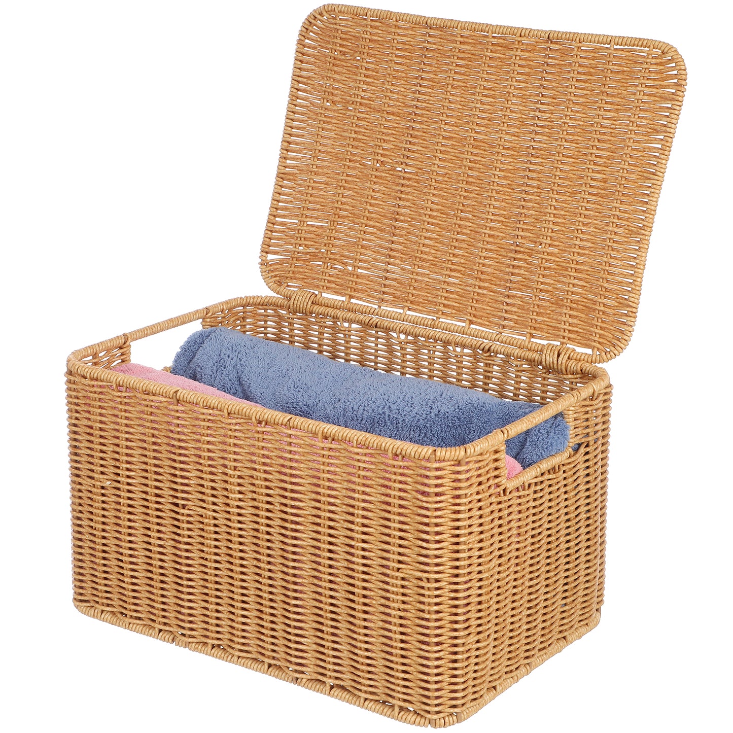 Woven Storage Basket Clothing Receiving Toy Laundry Baskets Box Decorative Pp Imitation Rattan Clothes Bins for