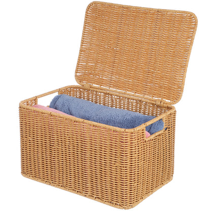 Woven Storage Basket Clothing Receiving Toy Laundry Baskets Box Decorative Pp Imitation Rattan Clothes Bins for