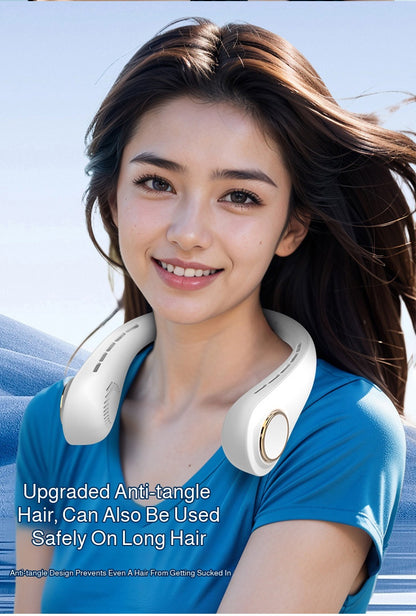 2025 Mini Hanging Neck Fan Portable Bladeless Neck Fan Air Cooler Digital Display Rechargeable Air Conditioner Neck Ventilator