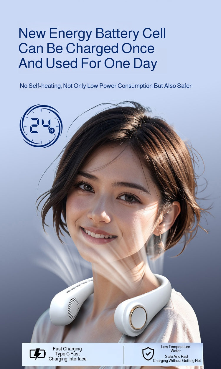 2025 Mini Hanging Neck Fan Portable Bladeless Neck Fan Air Cooler Digital Display Rechargeable Air Conditioner Neck Ventilator