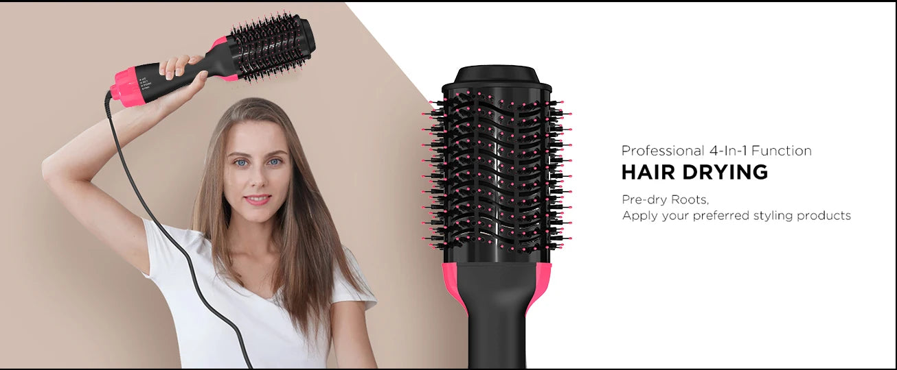 LISAPRO Hot Air Brush &One-Step Hair Dryer Brush &Volumizer 1000W Blow Dryer Soft Touch Pink Styler Gift