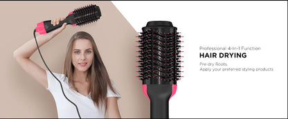 LISAPRO Hot Air Brush &One-Step Hair Dryer Brush &Volumizer 1000W Blow Dryer Soft Touch Pink Styler Gift