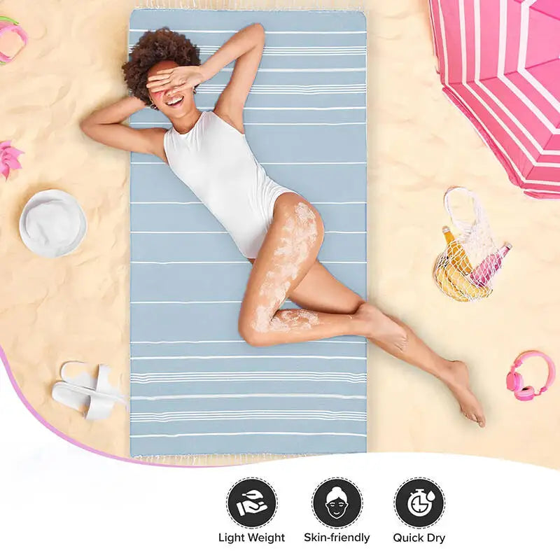 100X180cm Turkish Beach Towel Oversized Sand Free Tassel Quick Dry Swim Extra Large Light Travel for Adults Gifts Accessories ﻿