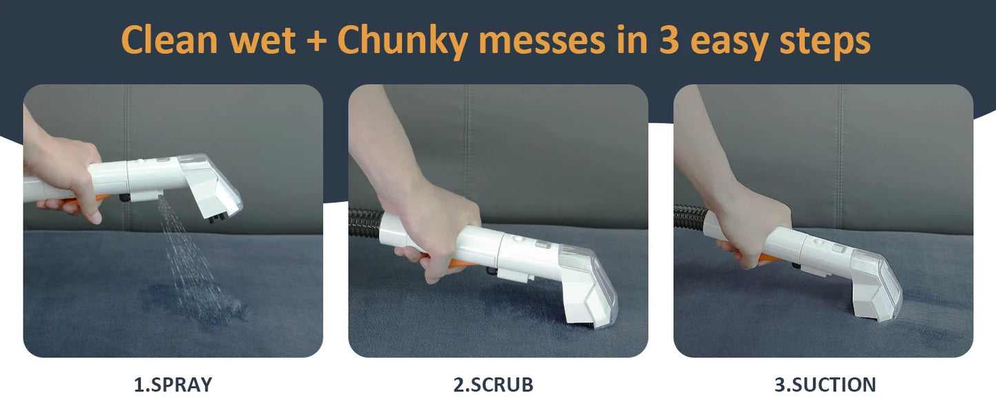 Portable Carpet Cleaner 750W 15KPa Portable Spot Cleaner for Car Sofa Pet Hair, Spray Suction Upholstery Clean Machine