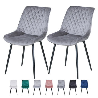 Set of 2 Dining Chairs Leisure Velvet Dining Chairs Padded Seat & Metal Legs for Dining Living Room Kitchen  Restaurants-Elle