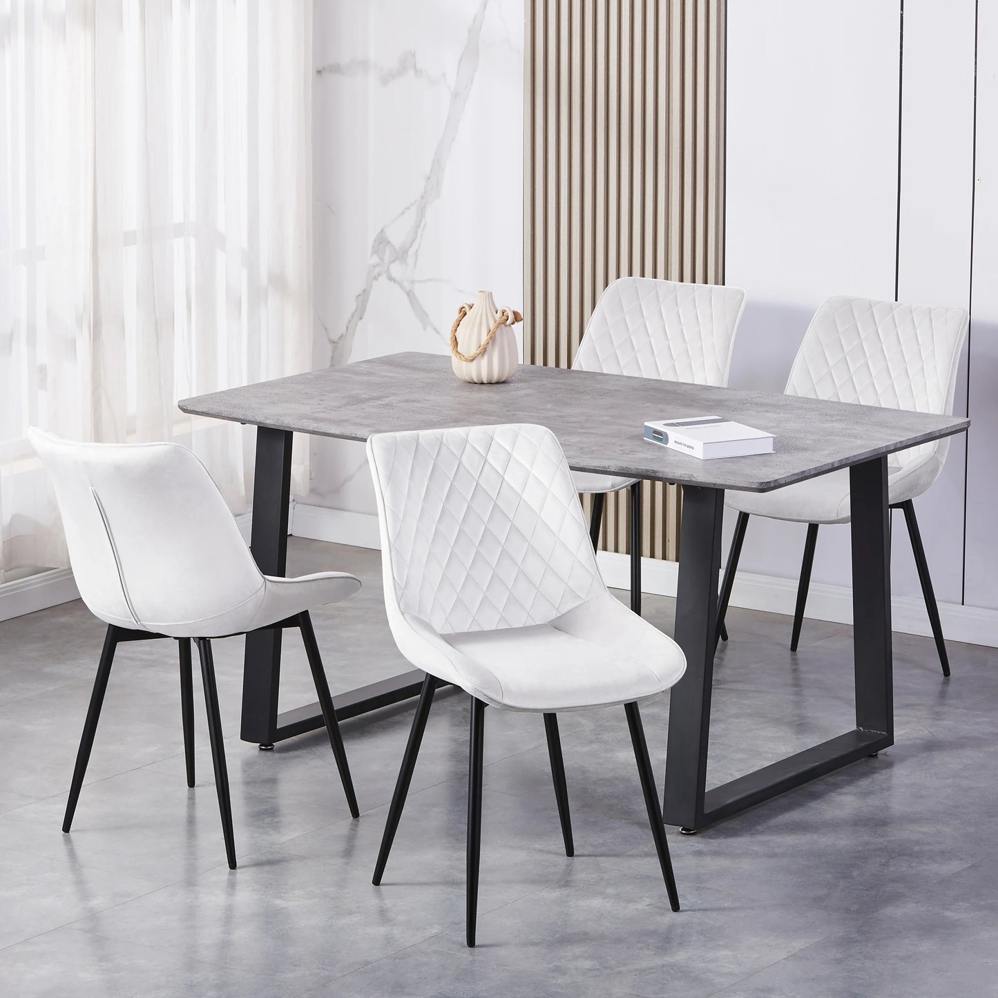 Set of 2 Dining Chairs Leisure Velvet Dining Chairs Padded Seat & Metal Legs for Dining Living Room Kitchen  Restaurants-Elle