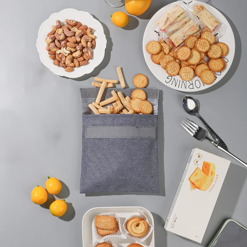Reusable Sandwich Storage Bag TPU Lining Velcro Snack Bags for Kids Washable Waterproof Food-Safe Reusable Snacks Bags