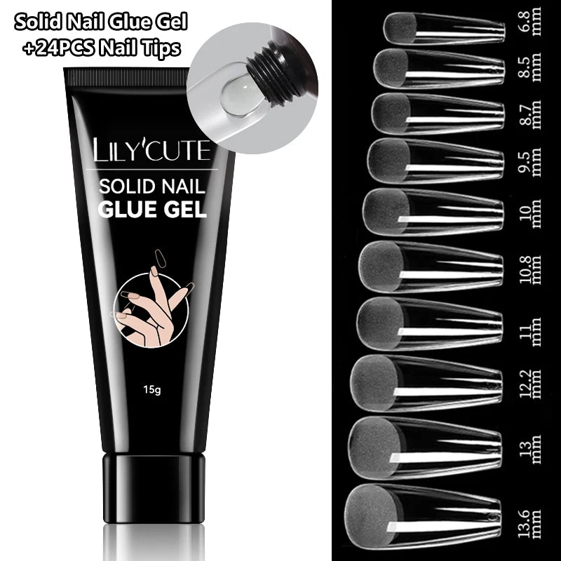 LILYCUTE 7ML Soft Gel Tip Adhesive Glue For False Tips Extend Press On Nails Nail Art Long Lasting Soak Off UV Gel Nail Polish
