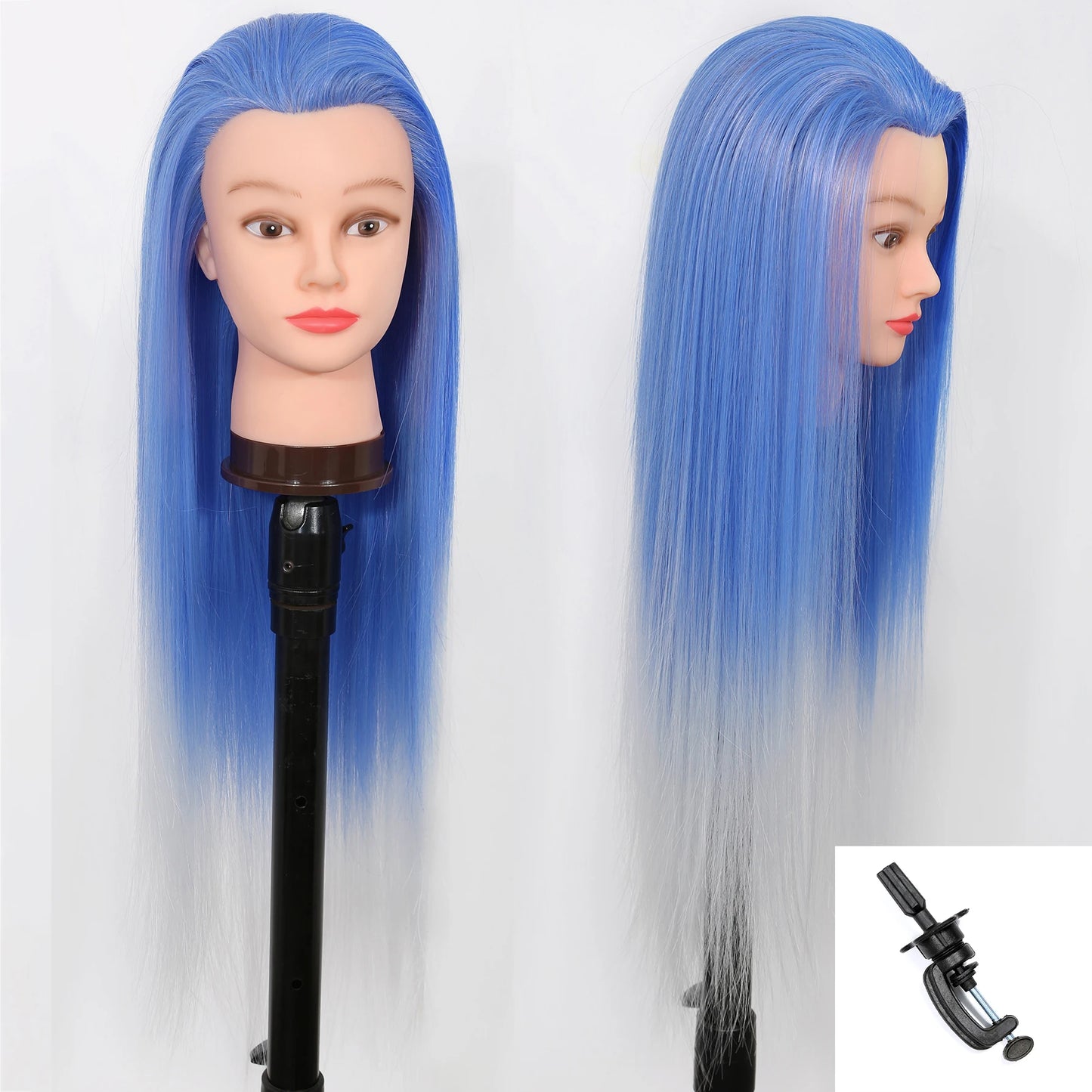 Mannequin Head Model With Long Synthetic Hair, Manikin Head Styling Hairdresser Training Head, Doll Head for Braiding Practice