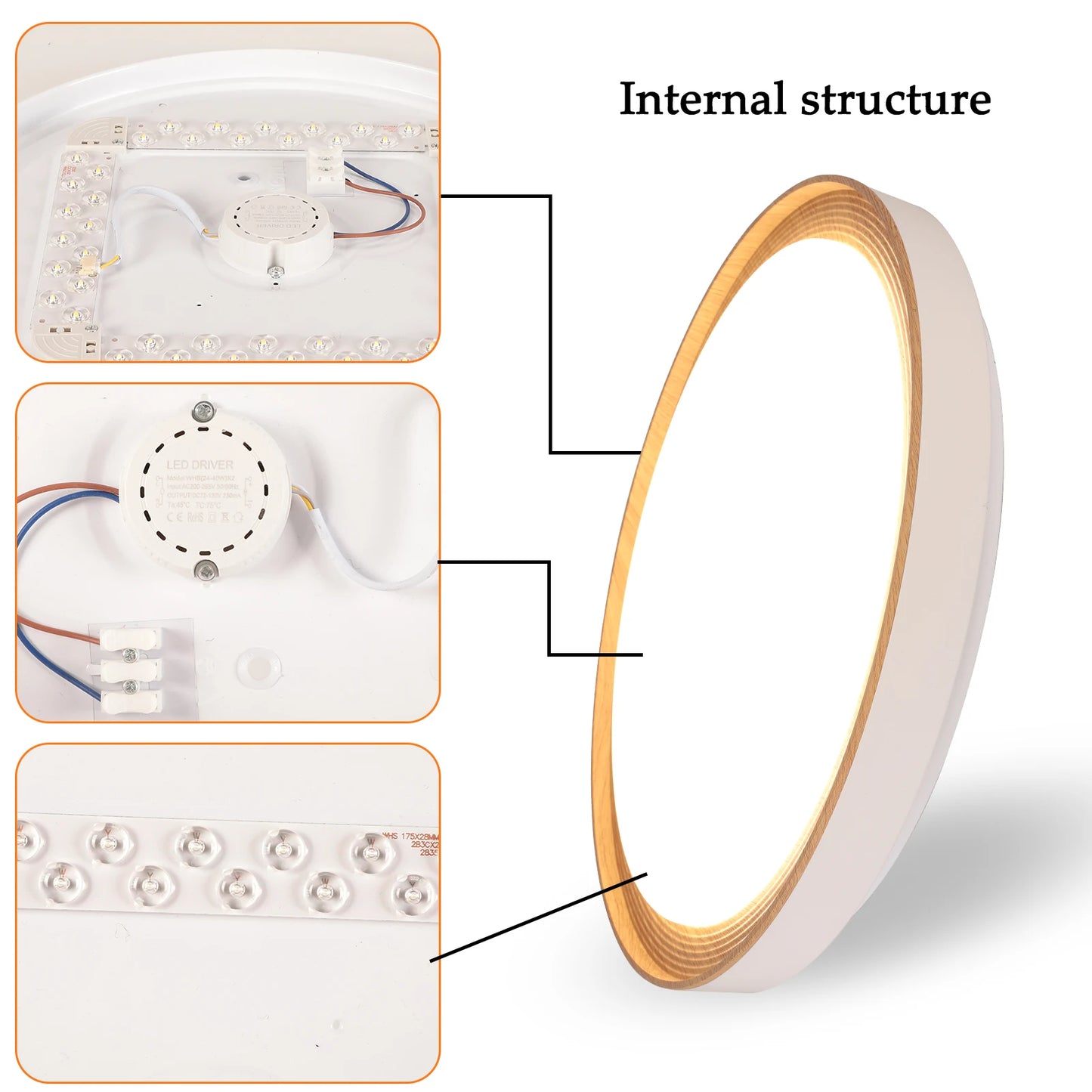 Modern LED Ceiling Light Wood  Home Lightng Living Room Kitchen Bedroom Bathroom Room Surface Ceiling Lamp Home Decoration