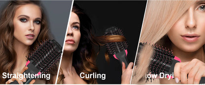 LISAPRO Hot Air Brush &One-Step Hair Dryer Brush &Volumizer 1000W Blow Dryer Soft Touch Pink Styler Gift