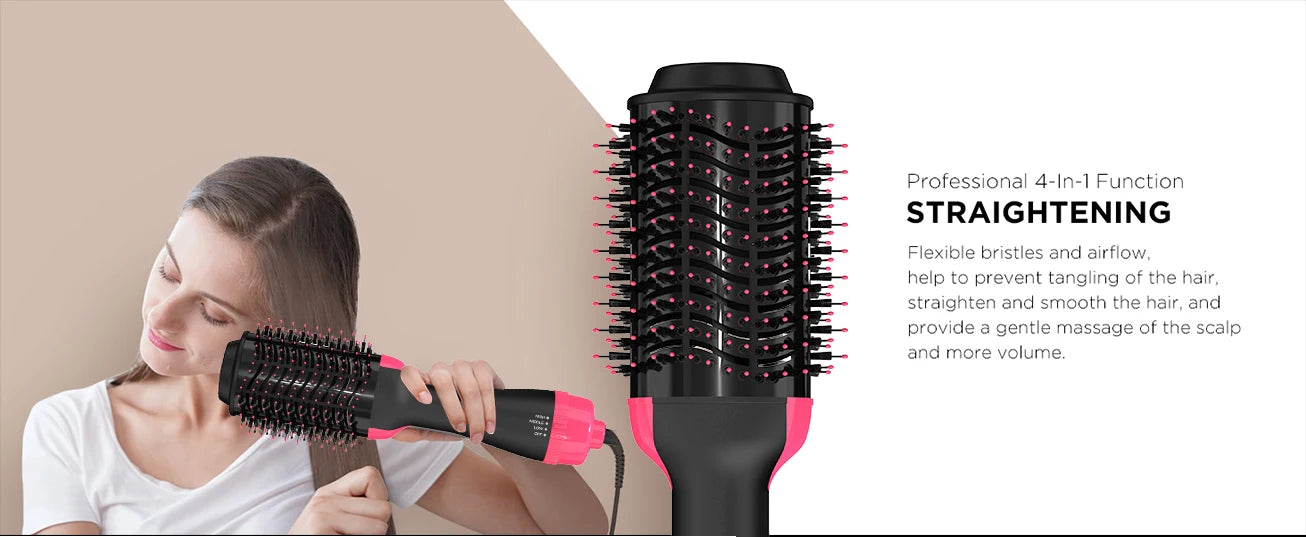 LISAPRO Hot Air Brush &One-Step Hair Dryer Brush &Volumizer 1000W Blow Dryer Soft Touch Pink Styler Gift
