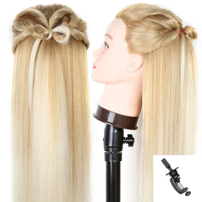 Mannequin Head Model With Long Synthetic Hair, Manikin Head Styling Hairdresser Training Head, Doll Head for Braiding Practice