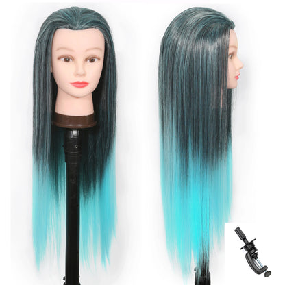 Mannequin Head Model With Long Synthetic Hair, Manikin Head Styling Hairdresser Training Head, Doll Head for Braiding Practice