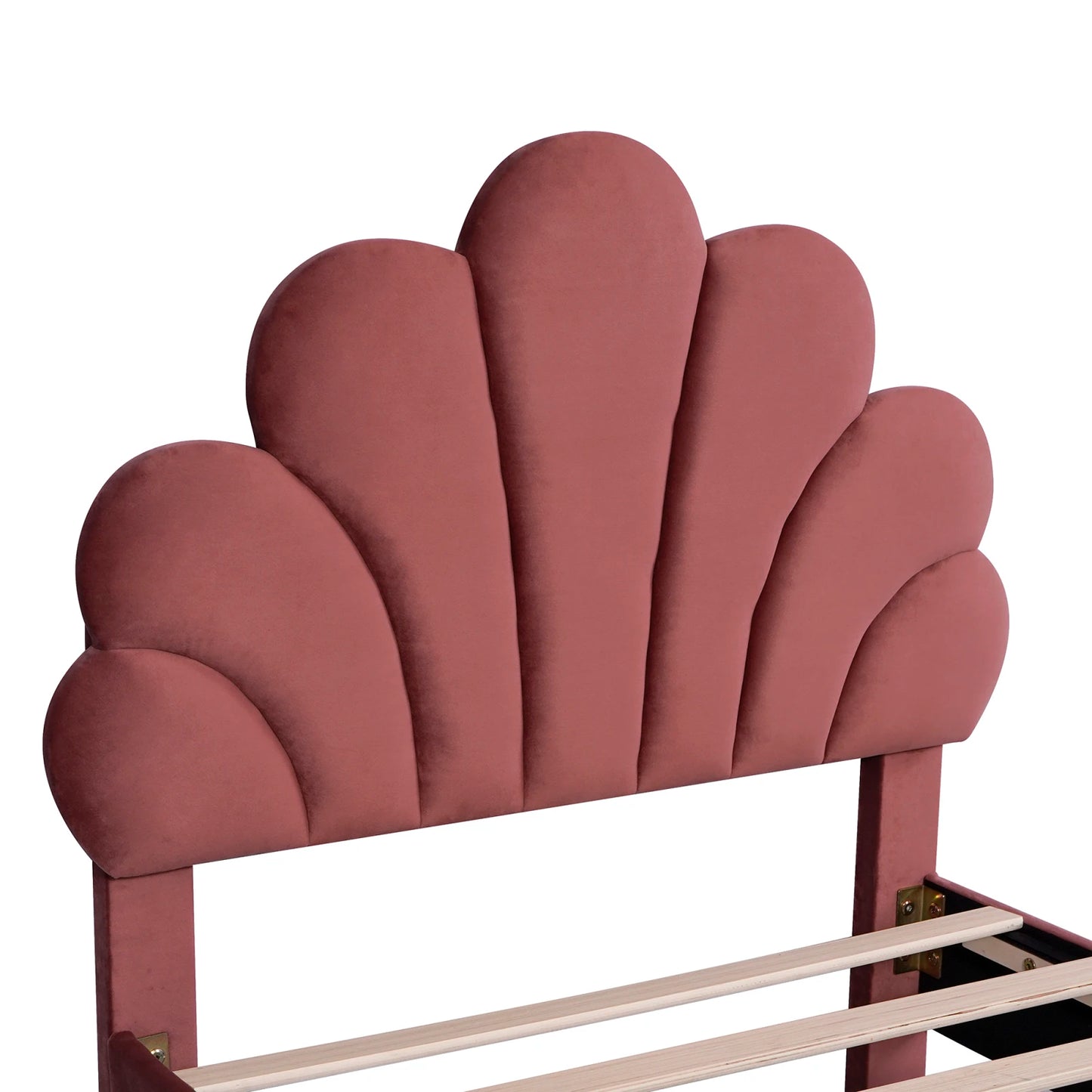 Single petal bed 90x200 cm - upholstered bed - youth bed - girl's bed - skin-friendly velvet fabric - burgundy color