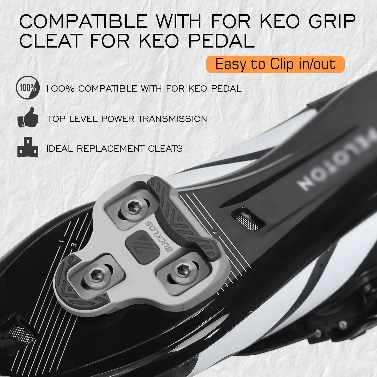 BUCKLOS for LOOK Keo Cleats Float Road Cycling Shoes Pedal Cleats for Look Keo Bike Self Locking Pedal Plate 4.5/9 Degree 1/2pc