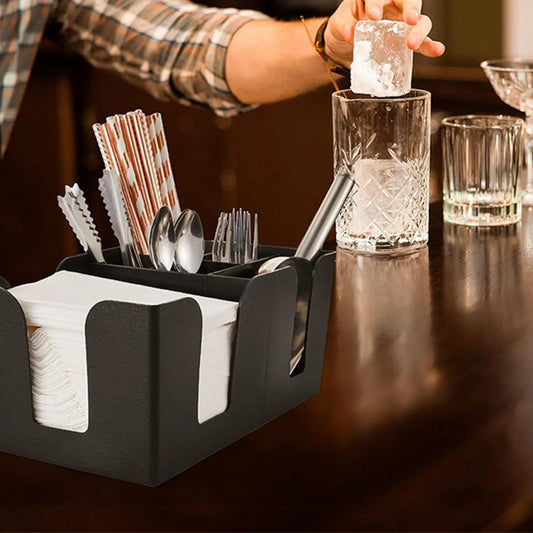 Bar Caddy Organizer 6 Compartments Holds Napkins Toothpicks Portable Bar Organizer for Restaurant Kitchen Home Office Countertop