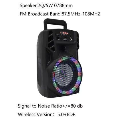 Bluetooth Speakers Portable Wireless Speaker 4 Inch with Rgb Led Light Stereo Sound