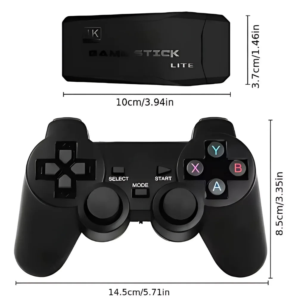 4K Stick Video Game 20000 Classic Retro Games + 2 Wireless Controls; 64 GB Portable Emulator Console