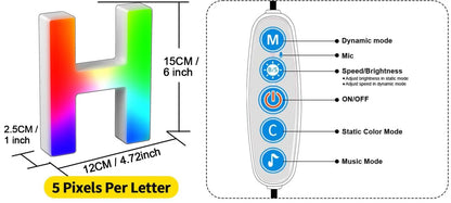 Smart LED Letters Lights Alphabet Light Decorative Name Letter Number Lamp Night Light USB MeRGBW App Music Sync Logo Game Home