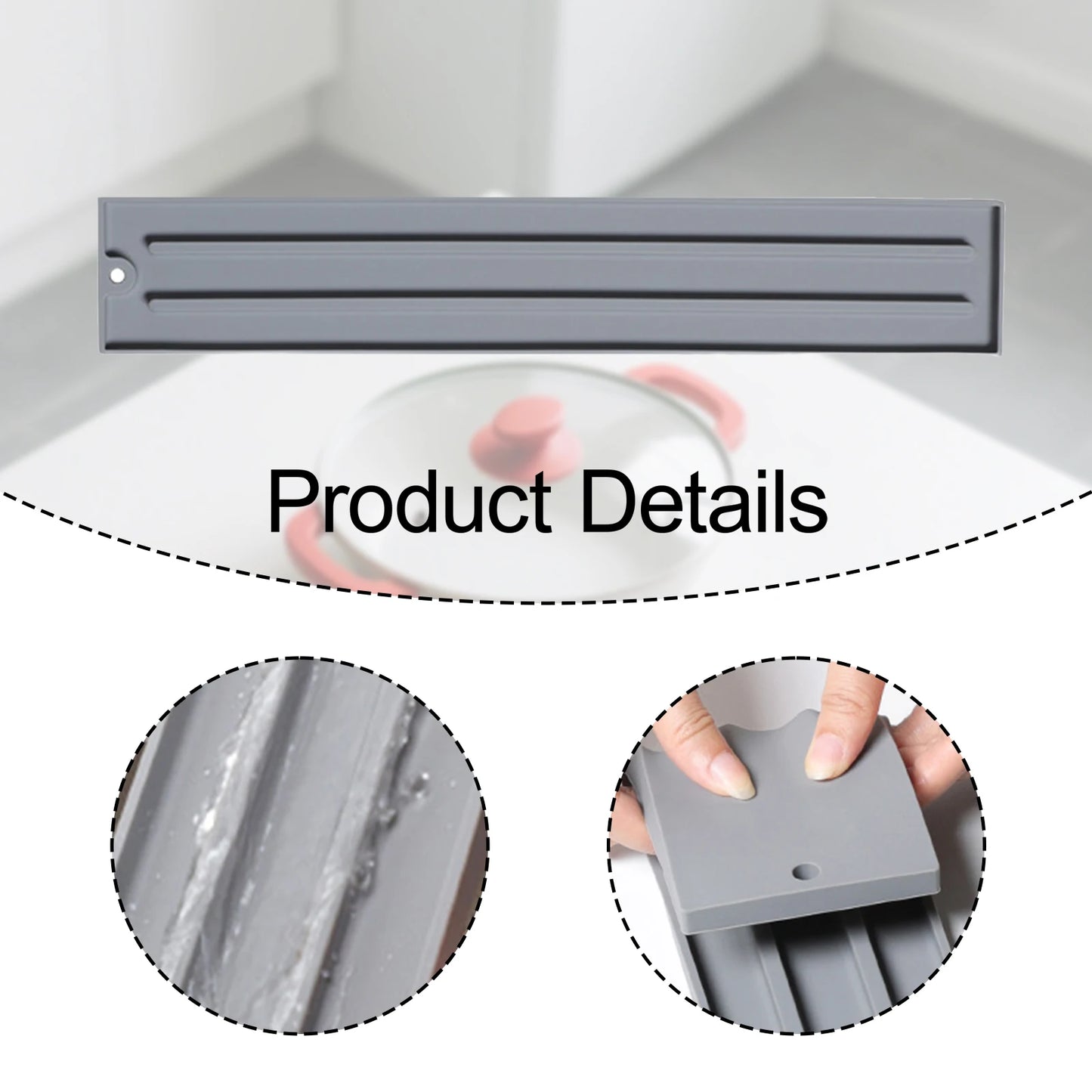 Silicone Countertop Pot Lid Storage Mat Heat Resistant Anti Slip Grooves Kitchen Sink Pad Holder Kitchen Supplies