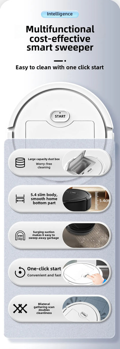 Mini Smart Household Robot Vacuum Cleaner Household Self-Cleaning Sweep and Wet Mopping  Rechargeable Electric Vacuum Robotic