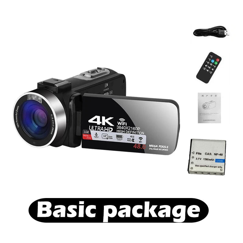 4k Professional Camcorder for Youtube Tiktok and Vlog Streaming with16x Digital Zoom Wifi Infrared Night Vision Video Cameras