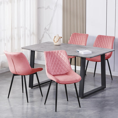 Set of 2 Dining Chairs Leisure Velvet Dining Chairs Padded Seat & Metal Legs for Dining Living Room Kitchen  Restaurants-Elle