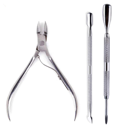 4 Pcs/Set Professional Stainless Steel Nail Cutter Scissor Nippers Muti Function Cuticle Pusher Remover Nail Care Manicure Kits