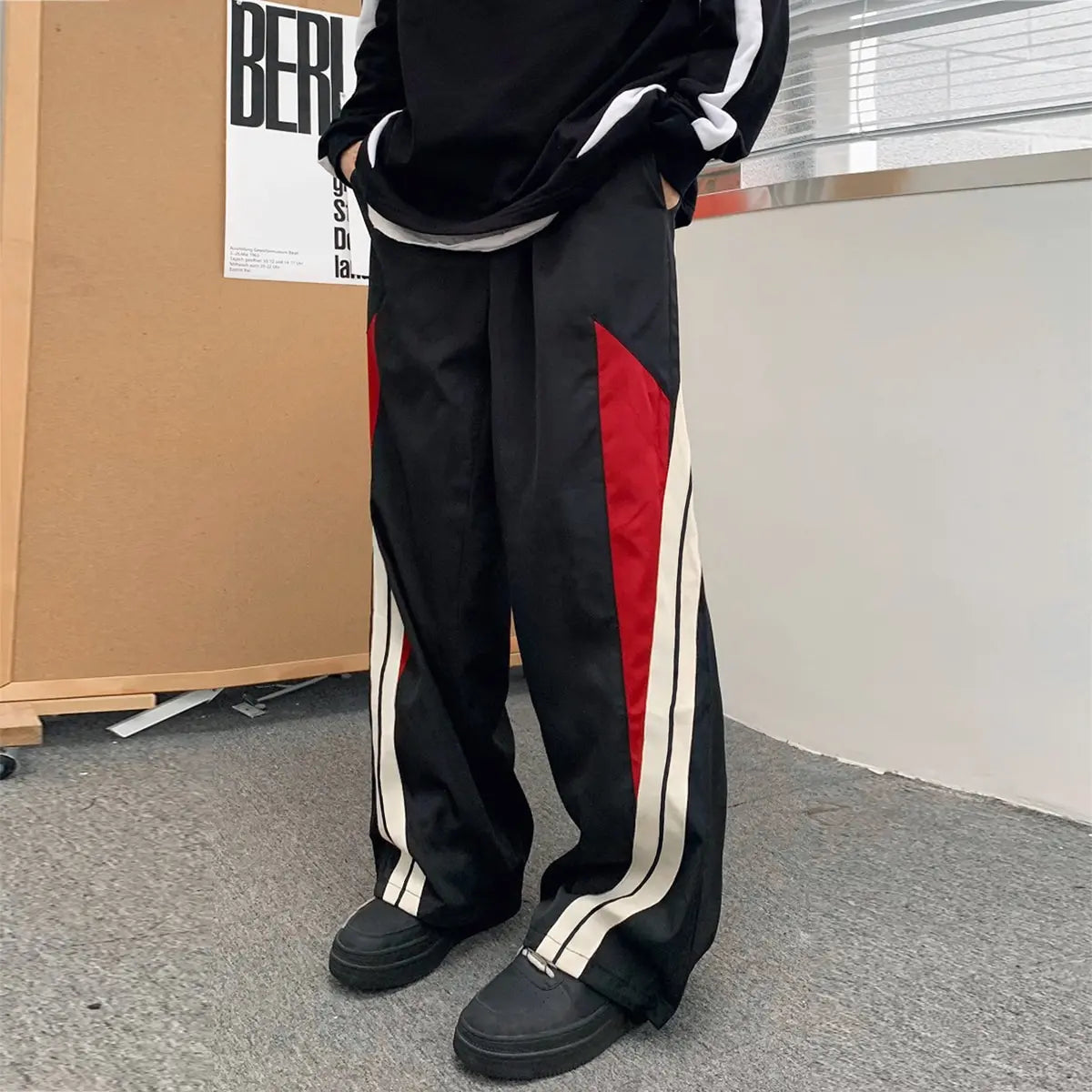 Men's Chic Side-Stripe Joggers, Casual Stretch Straight Leg Sweatpants