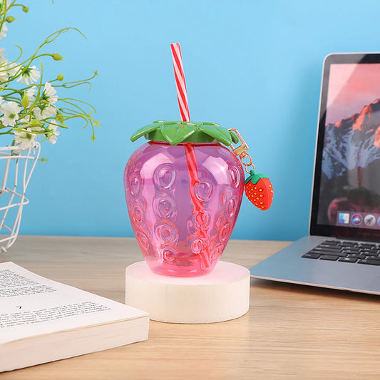 1pc Strawberry Straw Cup Cute Cartoon Strawberry Straw Cup Fruit shaped Suitable for Summer Beach, Juice Cup, Beverage Cup