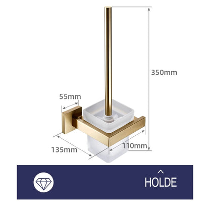 Black Stainless Steel Square Wall-mounted Bathroom Accessories Toilet Brush