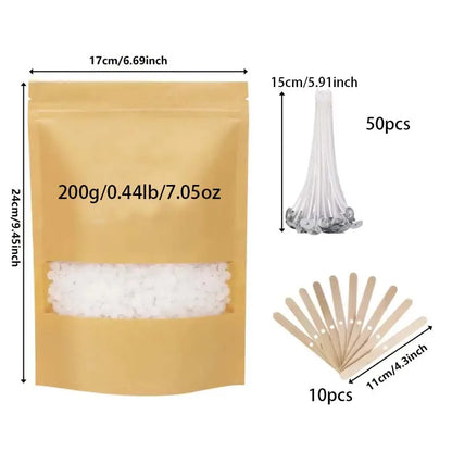 Candle Making Kit - 200G Beeswax Wax, Wicks, Holders & Stickers for Scented Candles and Crafts