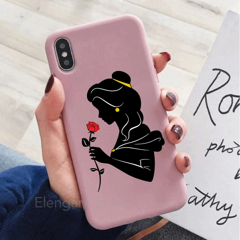 Beauty and Beast Vinyl Sticker Laptop Car Window Decal Stickers Classic Cartoon Princess Belle With Rose Hand Phone Decals Decor