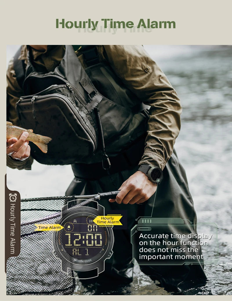 NORTH EDGE Men Watch Digital Watch Outdoor Sports Watch Fashion LED Men Watch Waterproof 50M Countdown Alarm Clock 2022New Watch