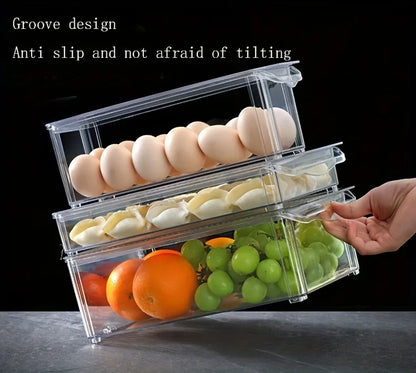 Fridge Organizer Stackable Refrigerator Organizer Bins with Lids Clear Fruit Storage Containers Freezer Pantry kitchen Organizer