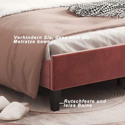 Single petal bed 90x200 cm - upholstered bed - youth bed - girl's bed - skin-friendly velvet fabric - burgundy color