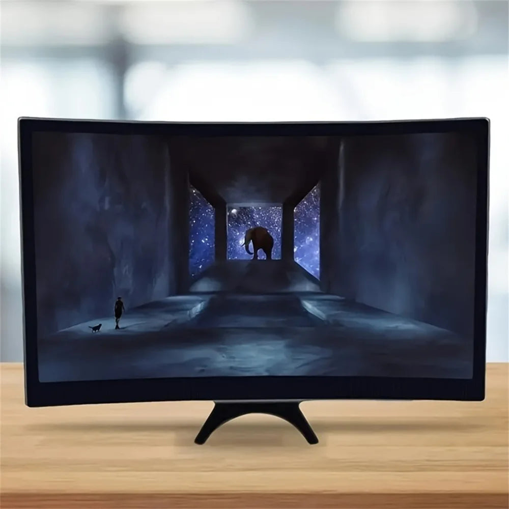 3D HD 12 Inch Phone Screen Magnifier Curved Screen Movie Video Amplifier Stand Portable Smartphone Large Screen Amplifier Holder