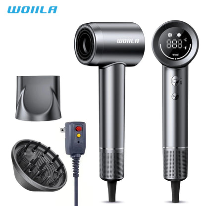 Hair Dryer - Negative Ionic Blow Dryer with 150000 RPM High Speed Brushless Motor for Fast Drying, Low Noise, HD Display Hair Dr