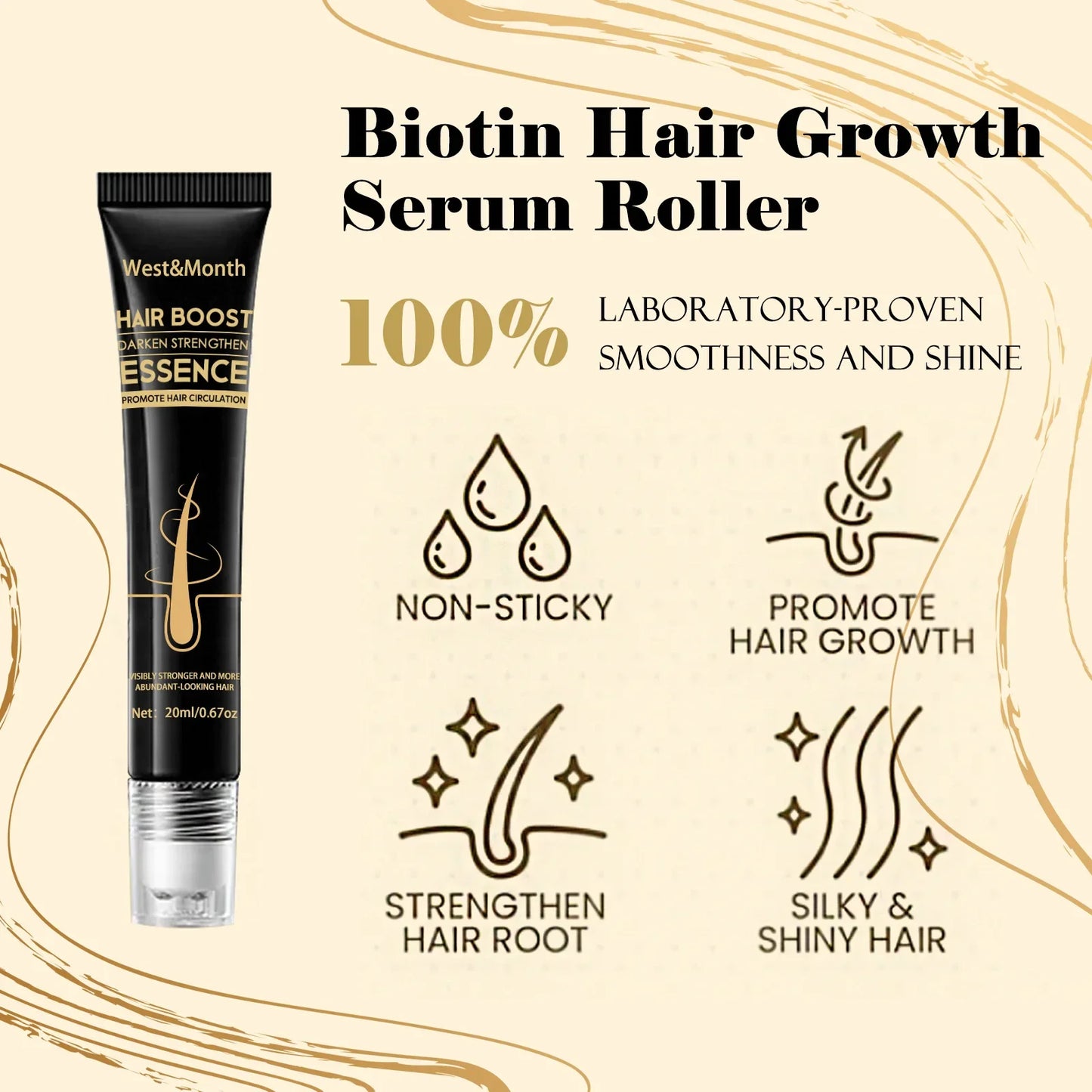 Hair Growth Essence Prevent Hair Loss Baldness Treatment Scalp Massage Roller Regrowth Thicker Strengthen Nourishing Hair Serum